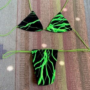 Angel Candy | Neon Green and Black Bikini Set